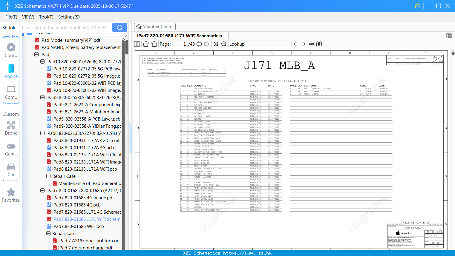 IPad7 820-01686 J171 WIFI Schematic